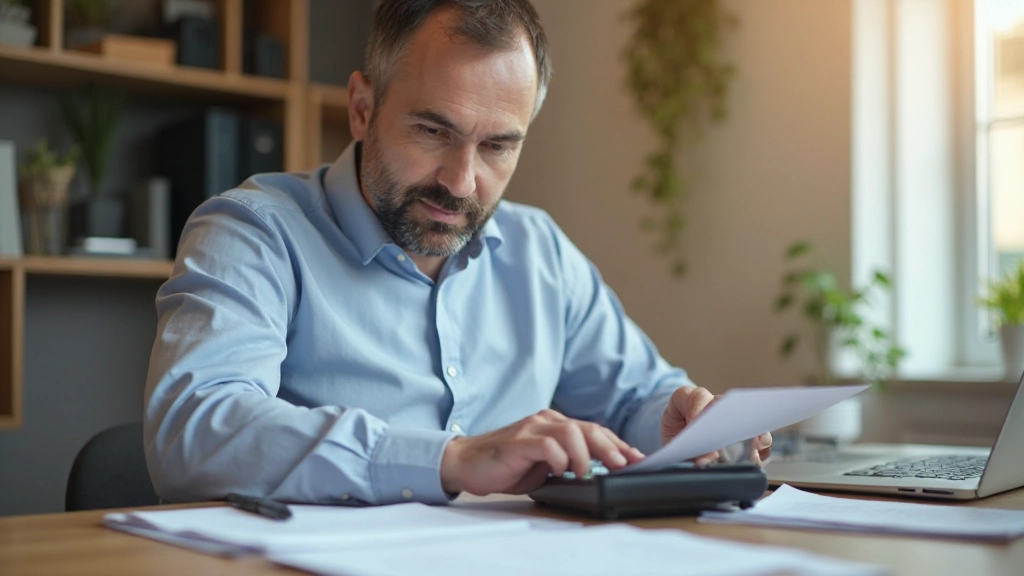 Профессиональный кабинет с документами по финансовому планированию и калькулятором