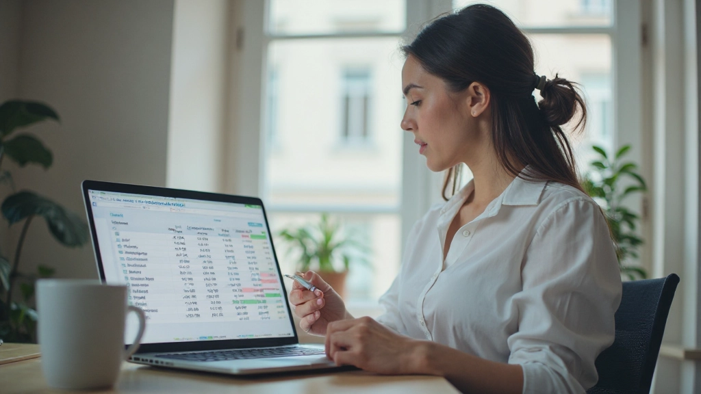 Таблица расходов на экране ноутбука с графиками и анализом доходов